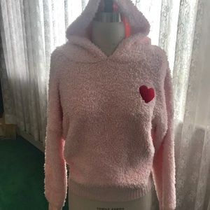 Chenille Hoody w/ Heart Appliqué